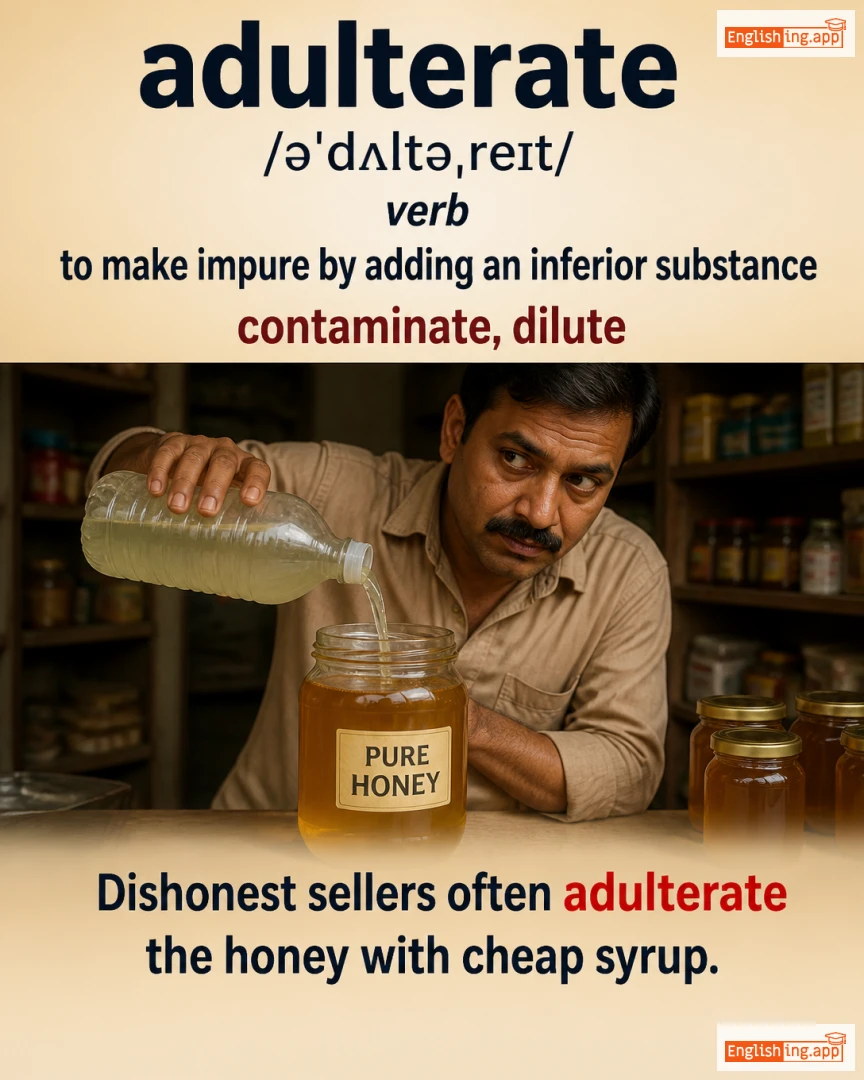 Adulterate: English vocabulary meaning and example