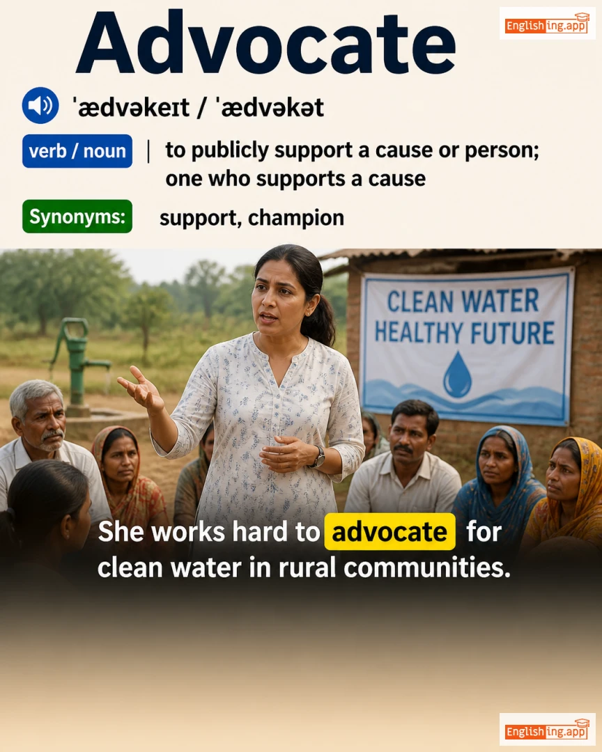 Advocate: English vocabulary meaning and example