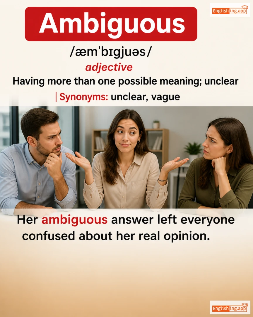Ambiguous: English vocabulary meaning and example