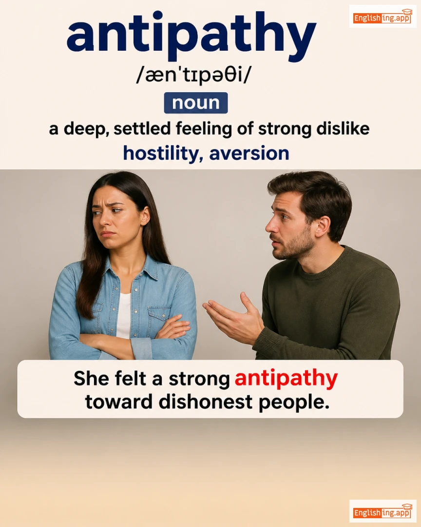 Antipathy: English vocabulary meaning and example