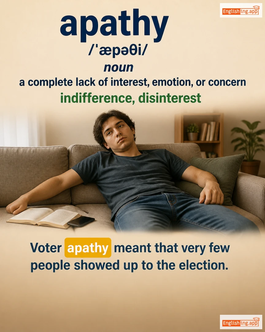Apathy: English vocabulary meaning and example