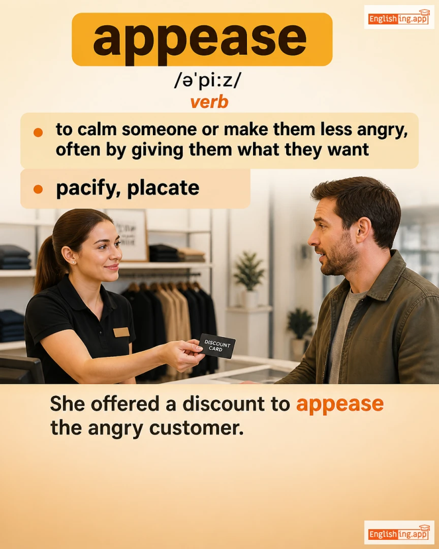 Appease: English vocabulary meaning and example