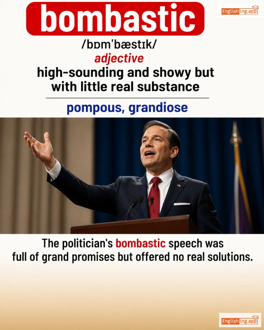 Bombastic: English vocabulary meaning and example