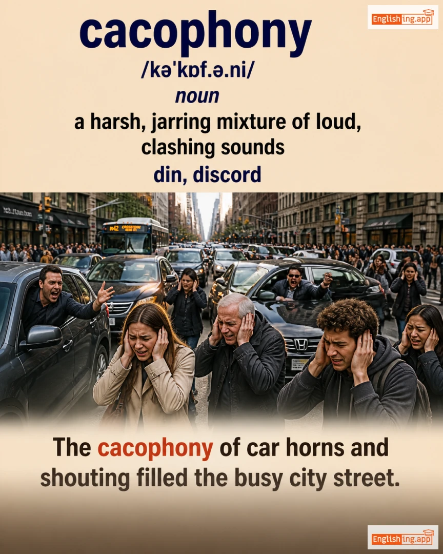 Cacophony: English vocabulary meaning and example