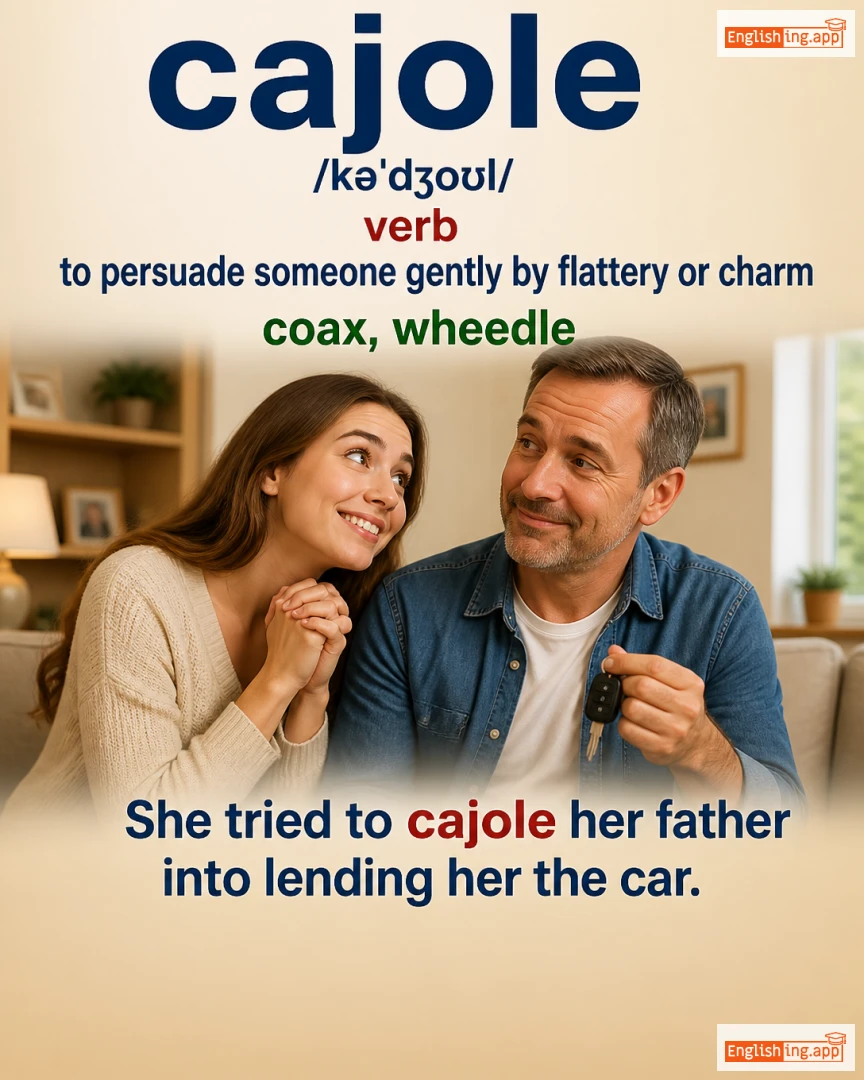 Cajole: English vocabulary meaning and example