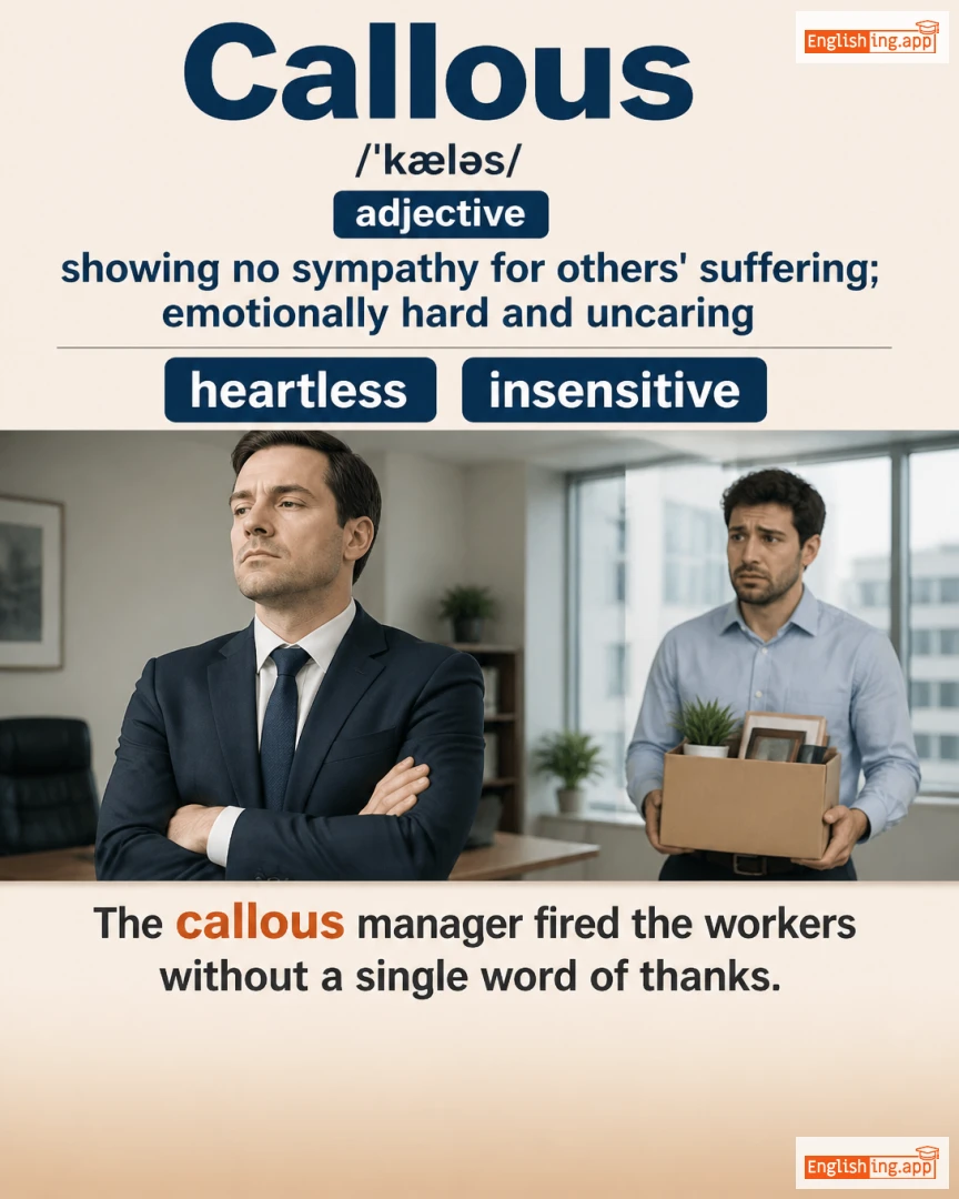 Callous: English vocabulary meaning and example