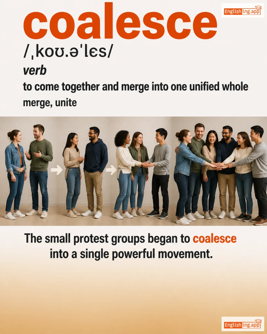 Coalesce: English vocabulary meaning and example