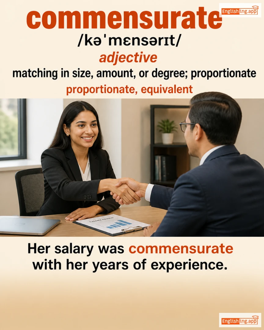 Commensurate: English vocabulary meaning and example