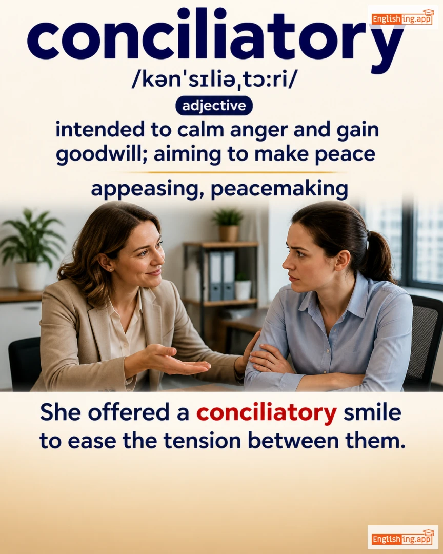 Conciliatory: English vocabulary meaning and example