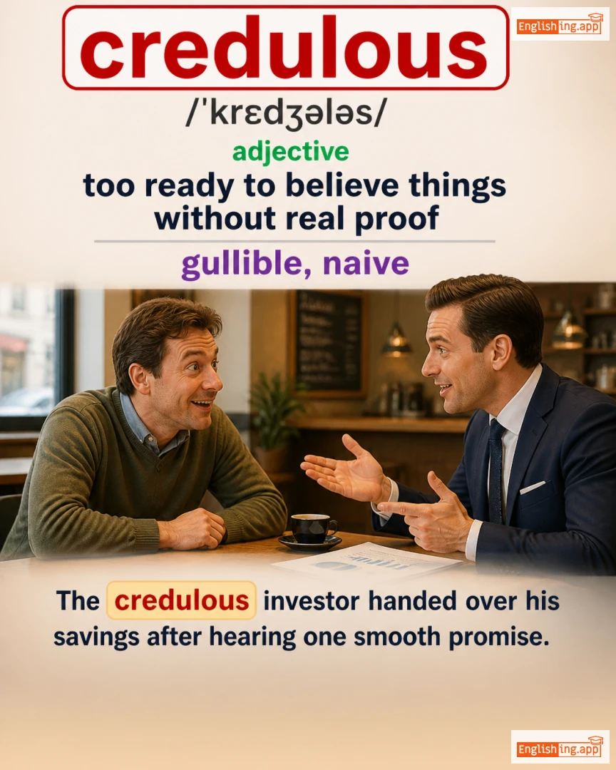 Credulous: English vocabulary meaning and example