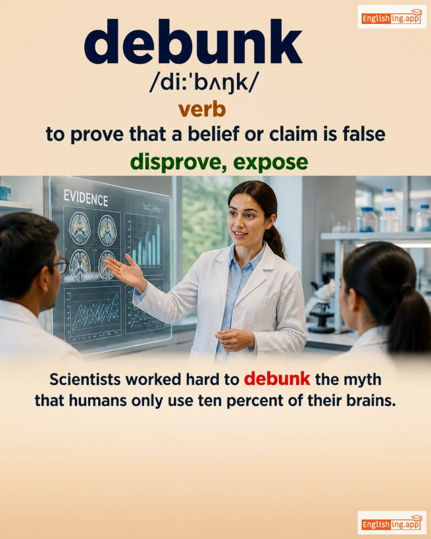 Debunk: English vocabulary meaning and example