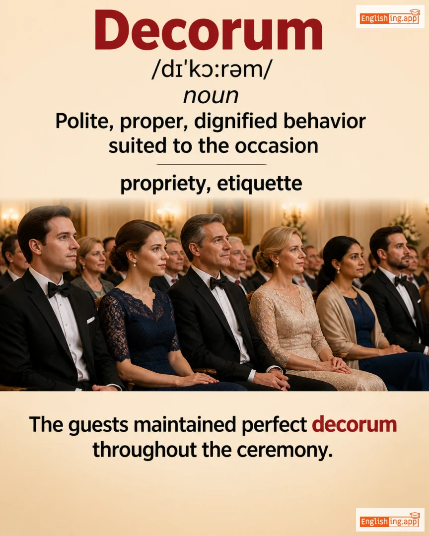 Decorum: English vocabulary meaning and example