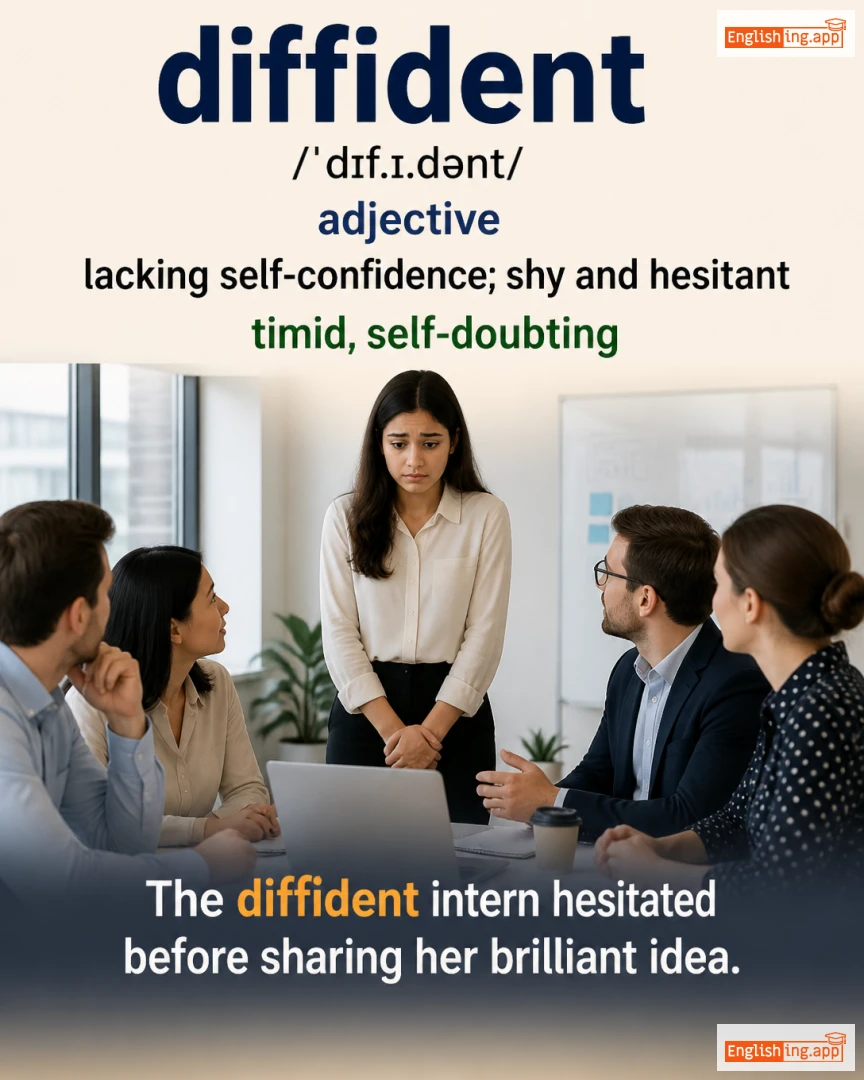 Diffident: English vocabulary meaning and example