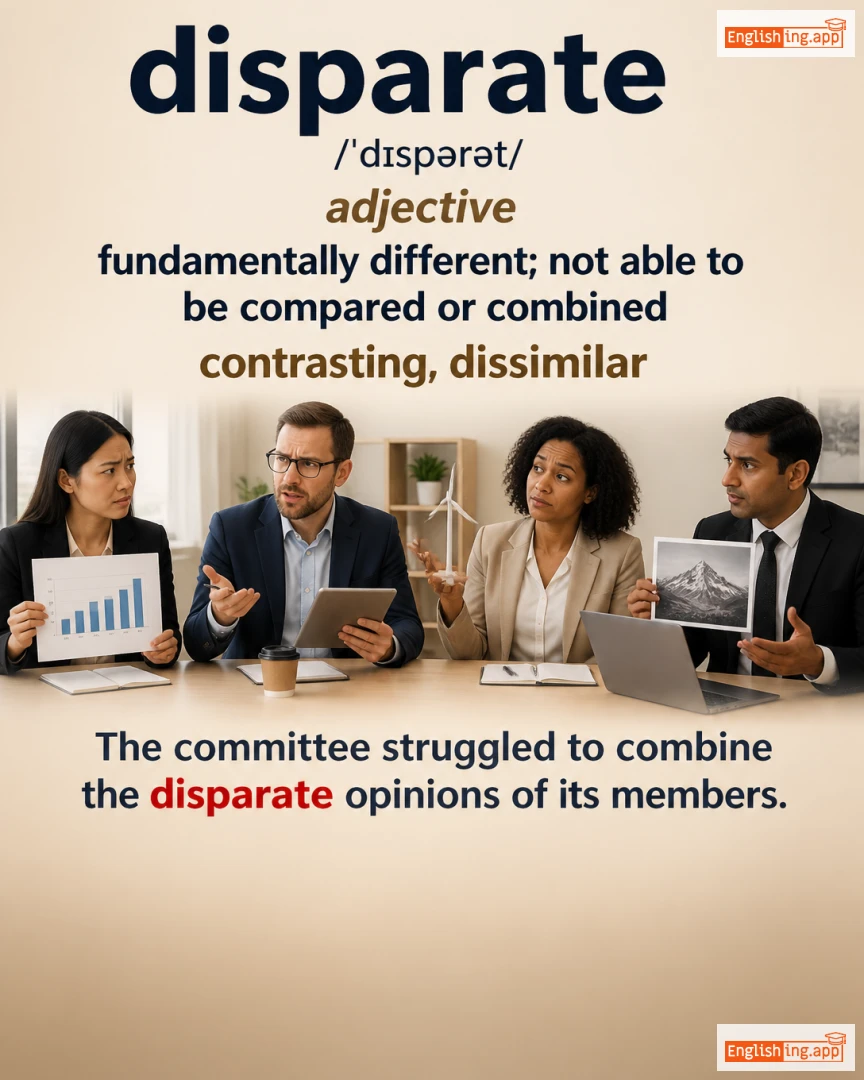 Disparate: English vocabulary meaning and example