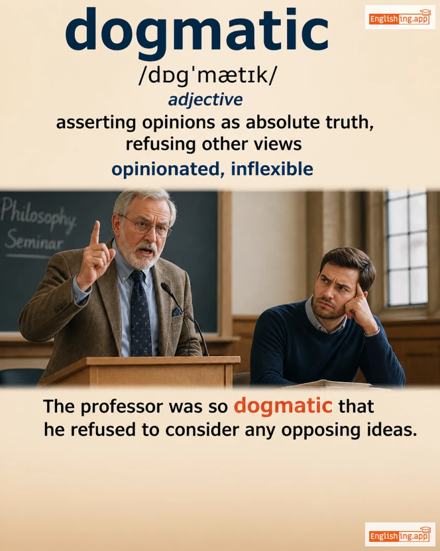 Dogmatic: English vocabulary meaning and example