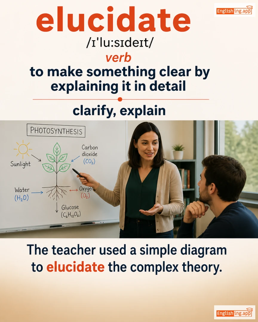 Elucidate: English vocabulary meaning and example