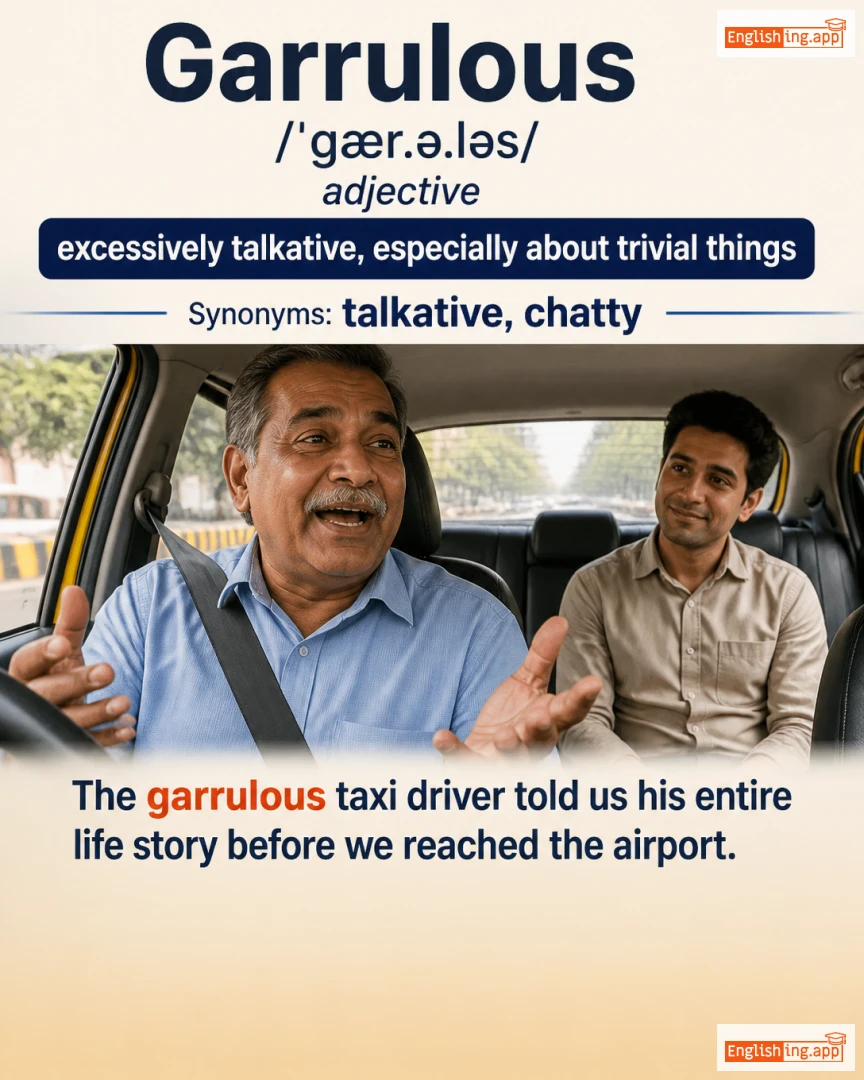 Garrulous: English vocabulary meaning and example