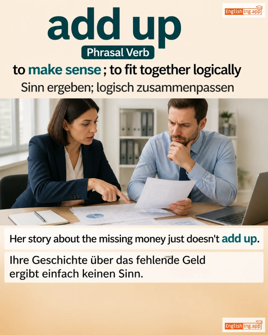 Add Up: English expression meaning and example
