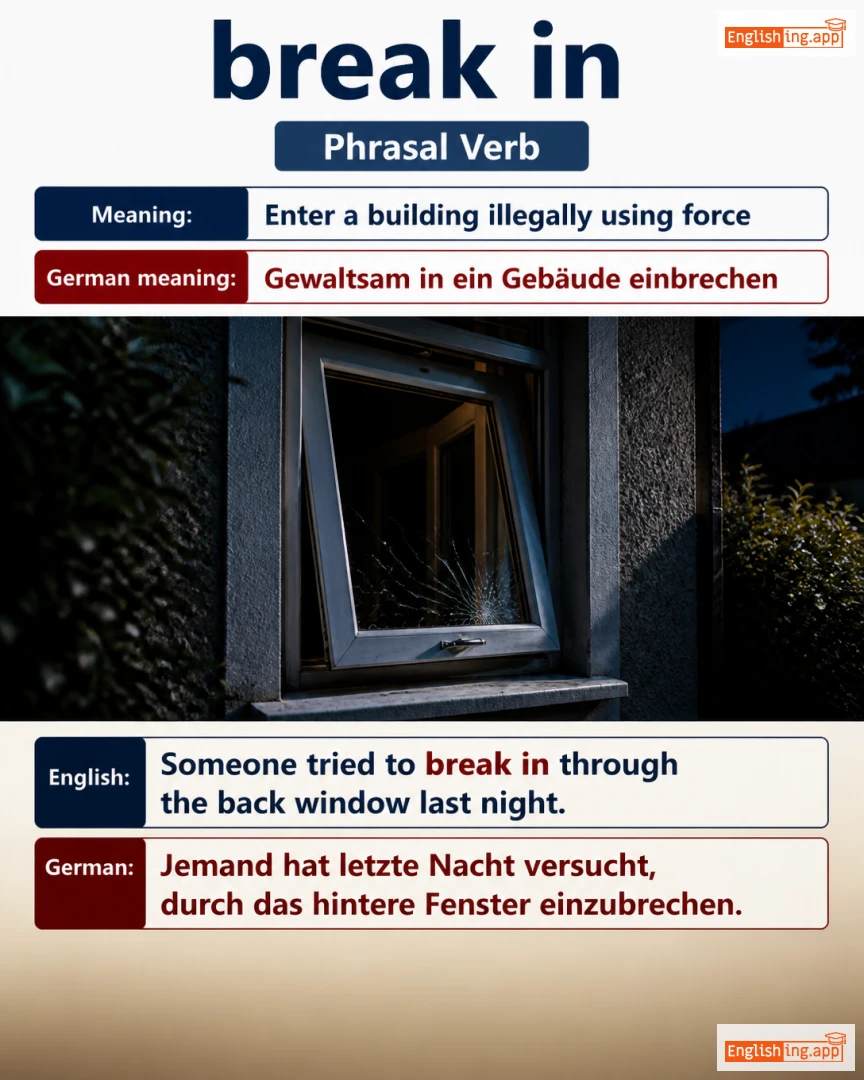 Break In: English expression meaning and example