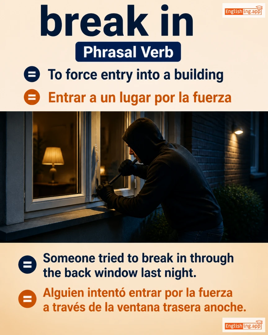 Break In: English expression meaning and example