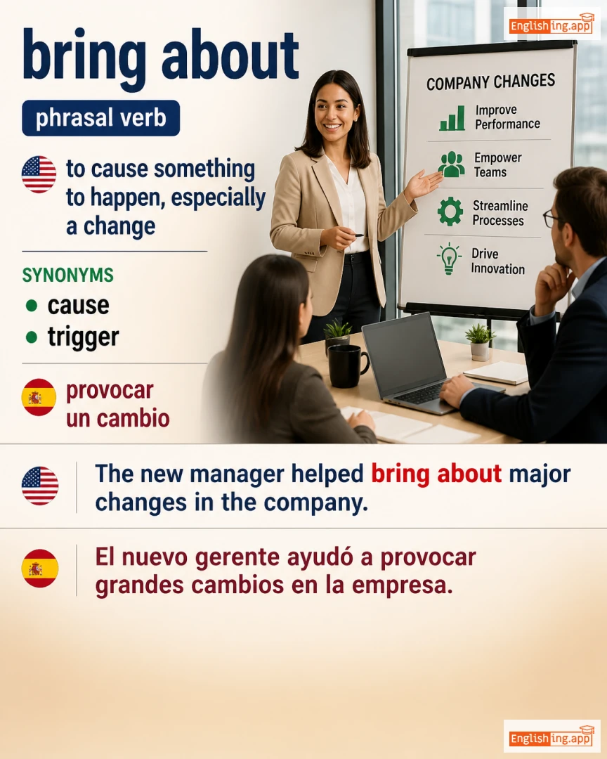 Bring About: English expression meaning and example