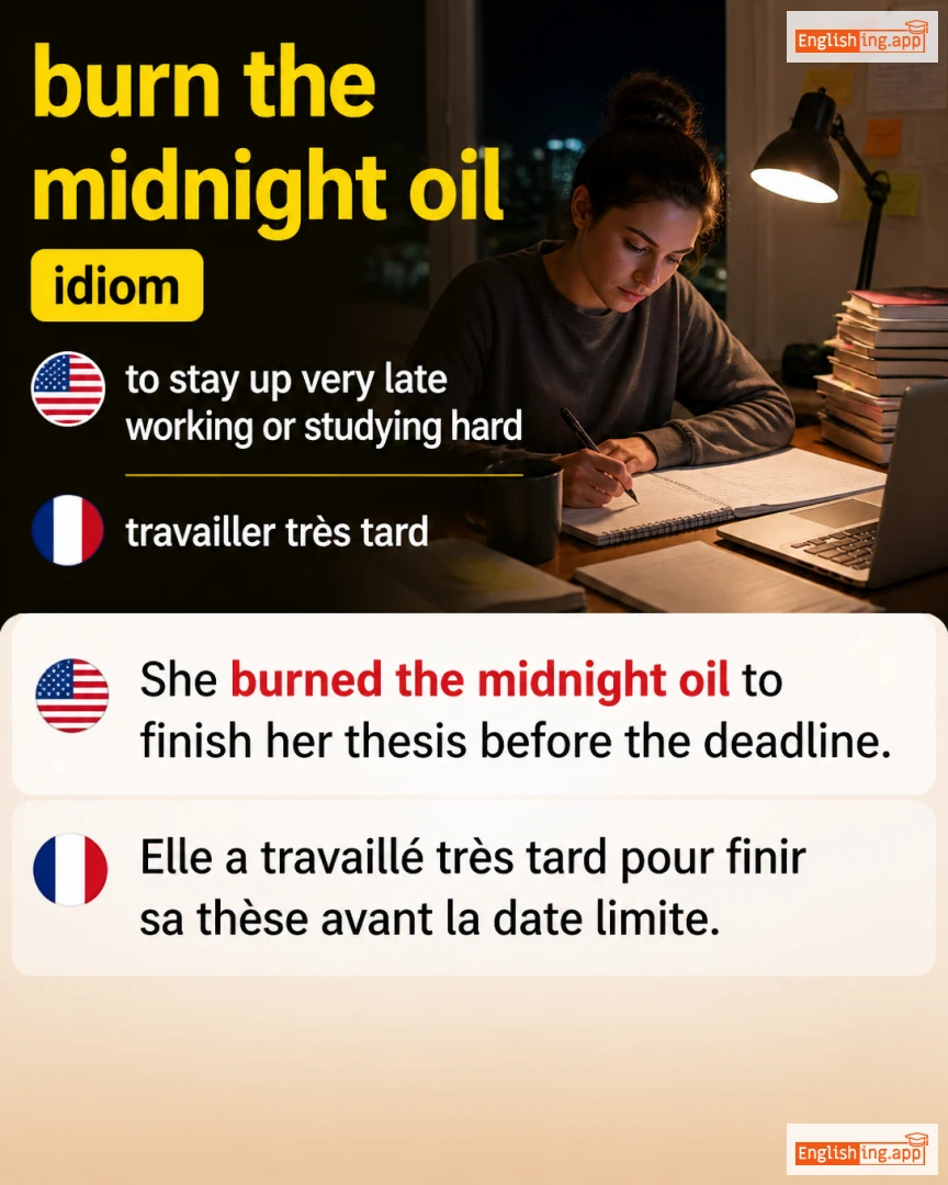 Burn The Midnight Oil: English expression meaning and example