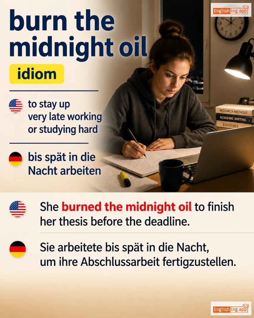 Burn The Midnight Oil: English expression meaning and example