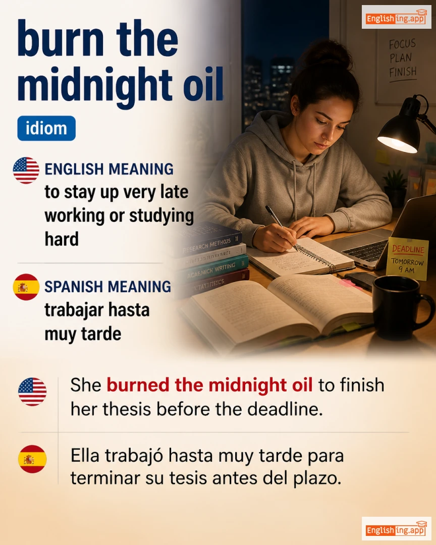 Burn The Midnight Oil: English expression meaning and example