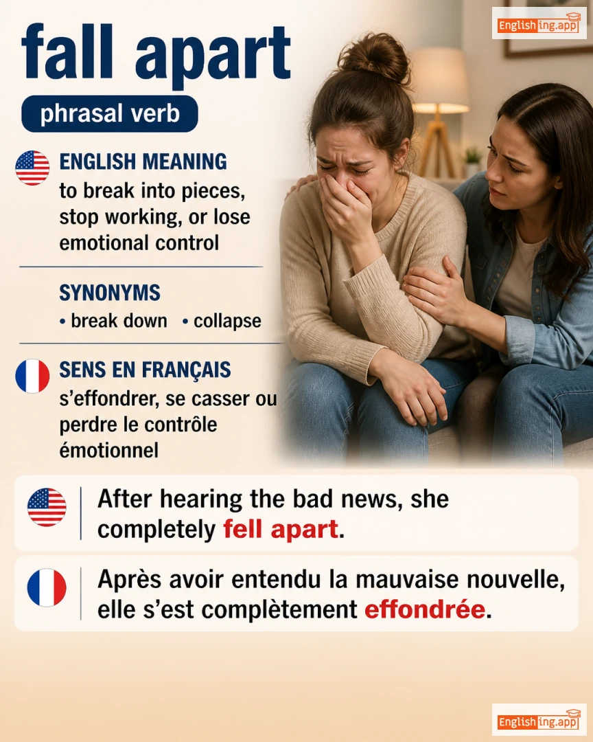 Fall Apart: English expression meaning and example