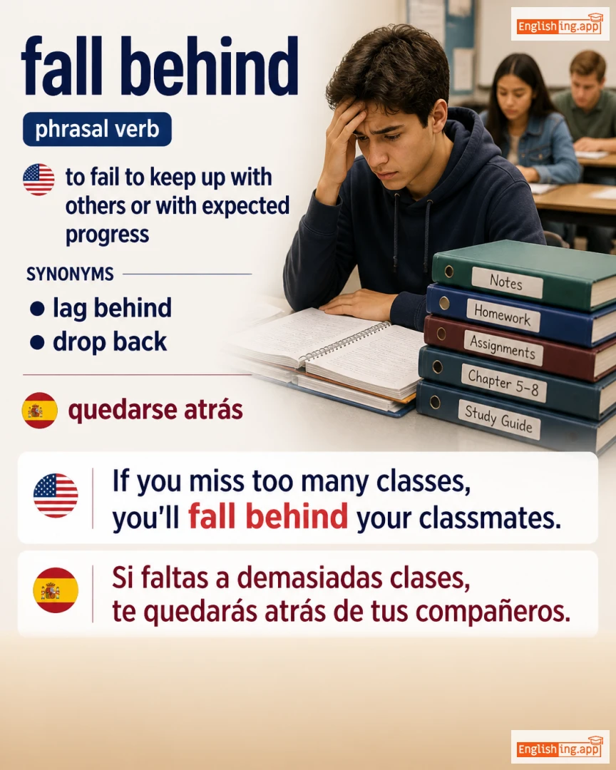 Fall Behind: English expression meaning and example