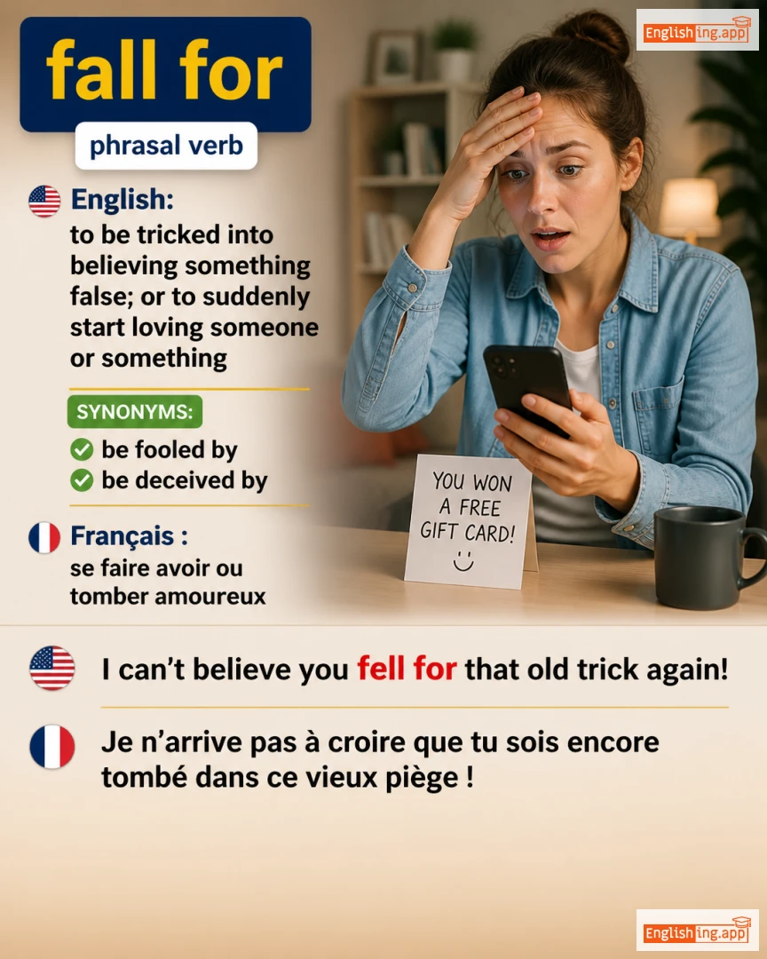 Fall For: English expression meaning and example