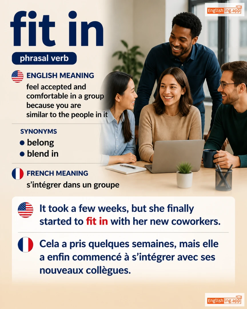 Fit In: English expression meaning and example