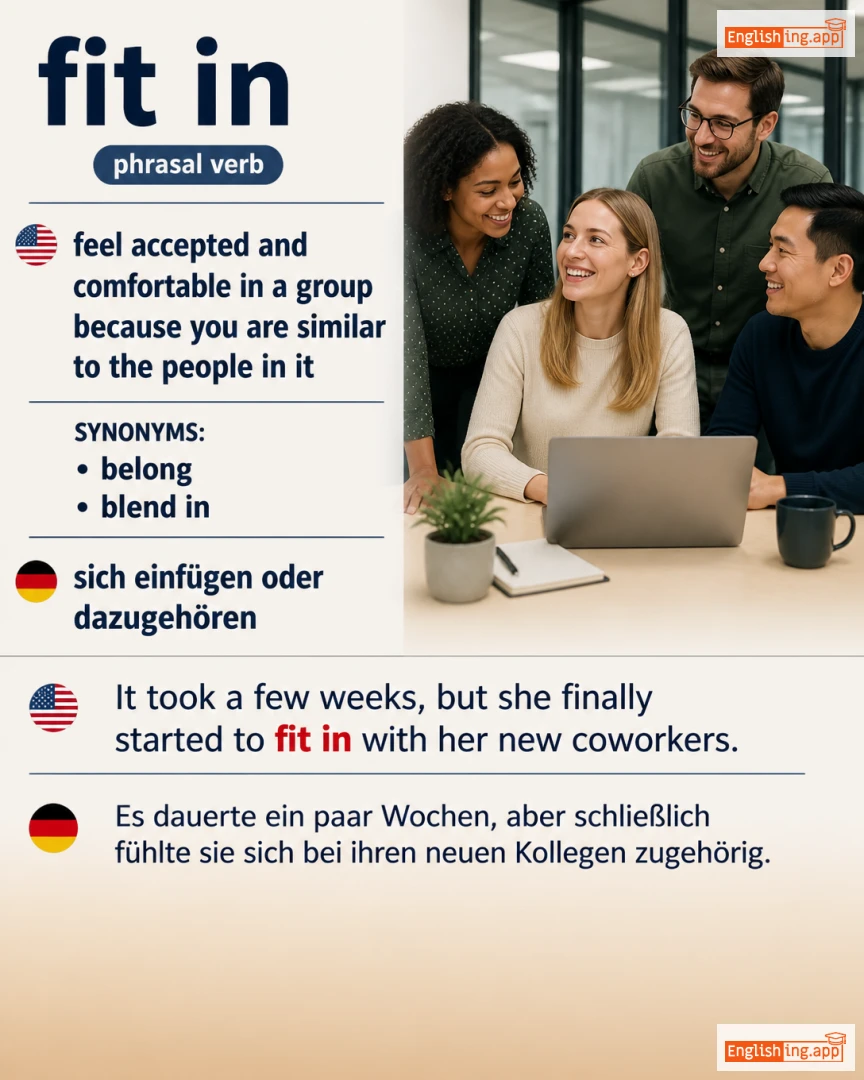 Fit In: English expression meaning and example