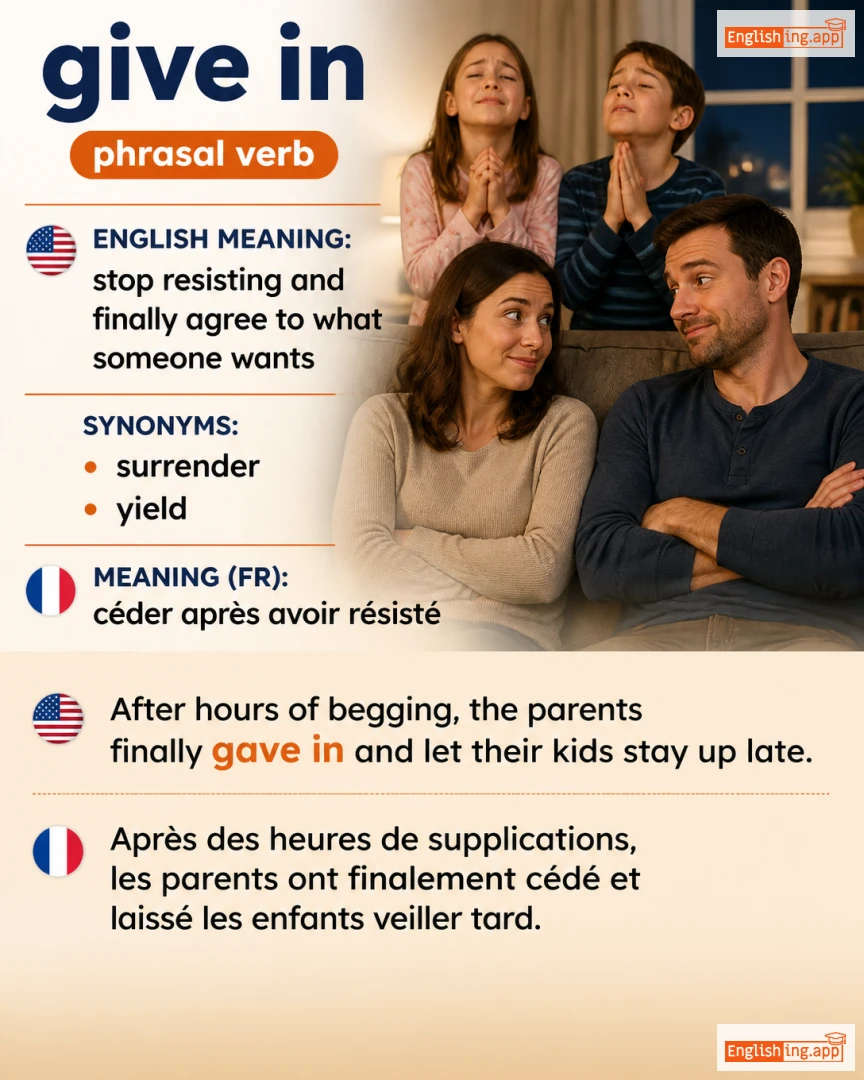 Give In: English expression meaning and example