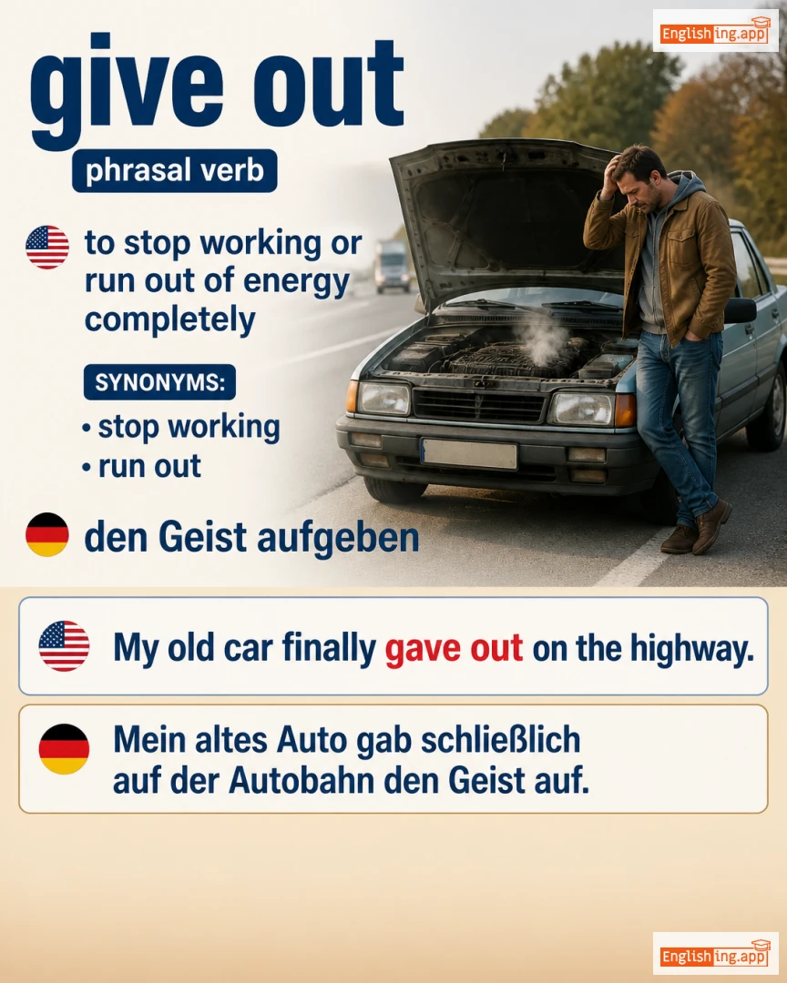 Give Out: English expression meaning and example