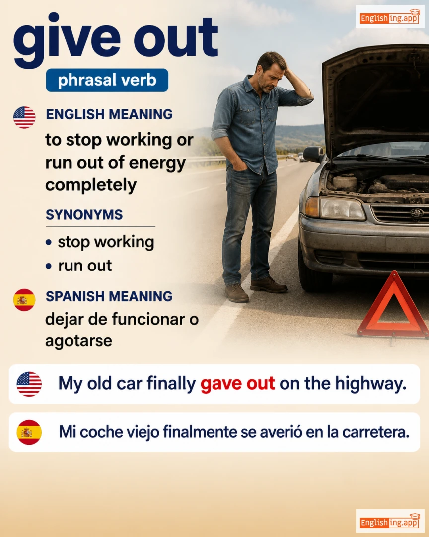 Give Out: English expression meaning and example