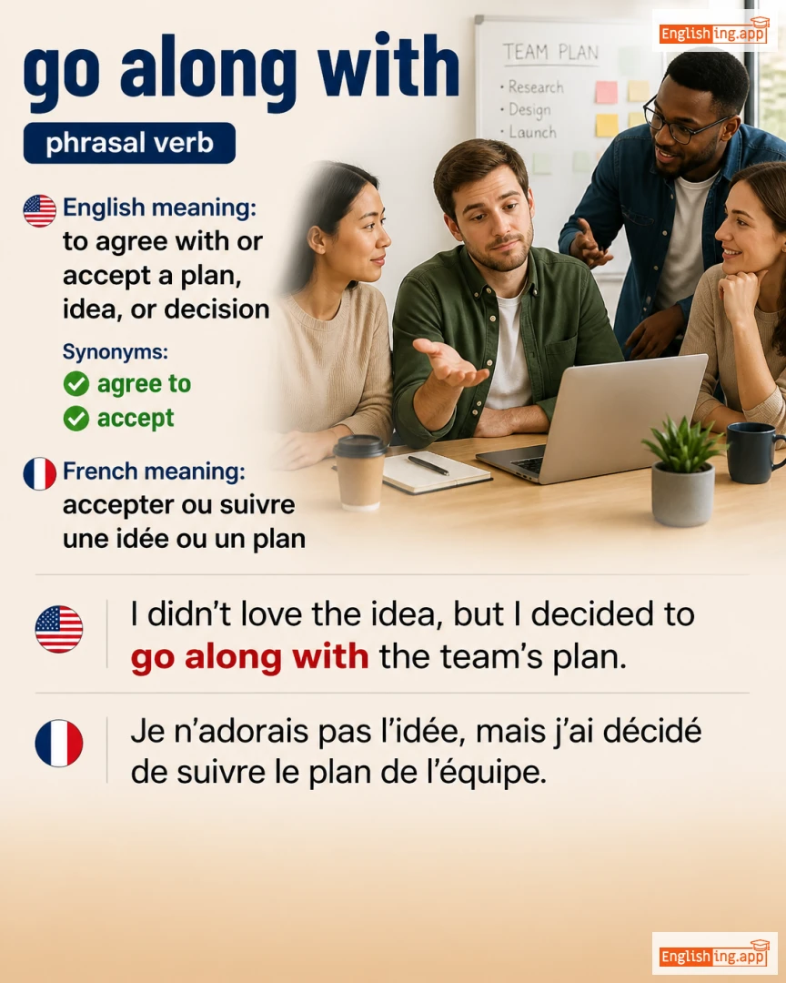 Go Along With: English expression meaning and example