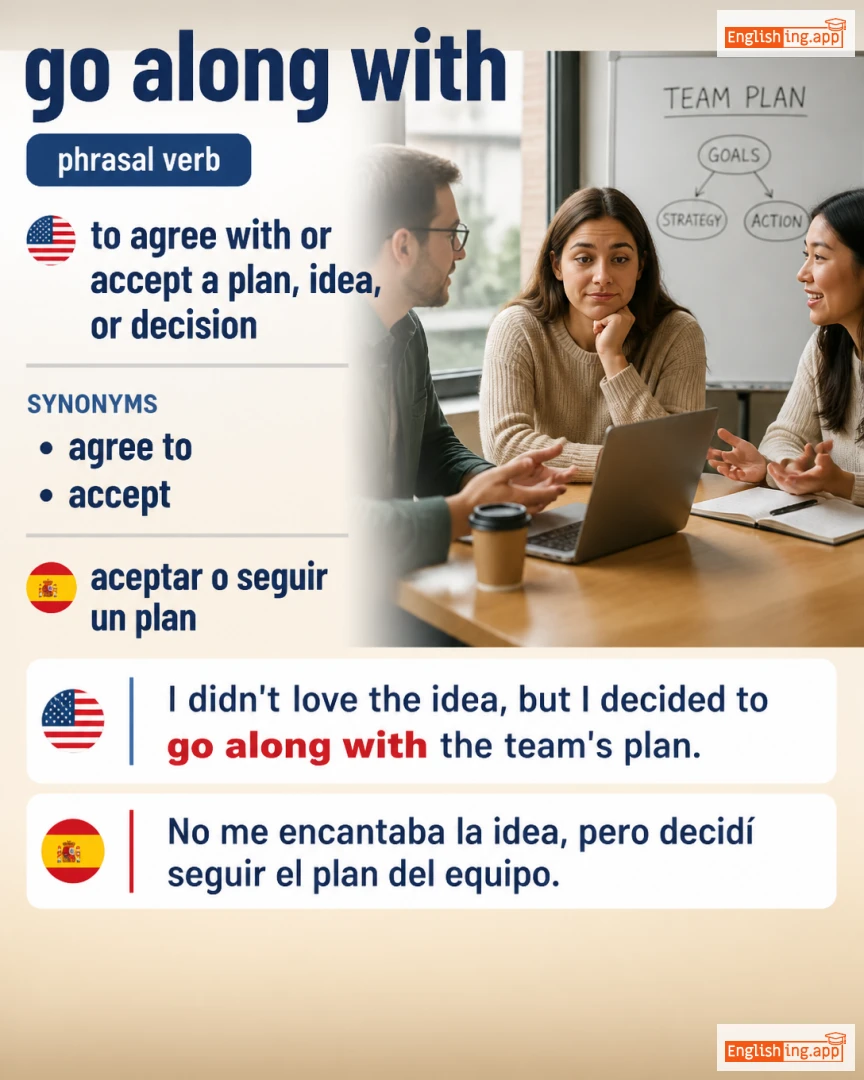 Go Along With: English expression meaning and example