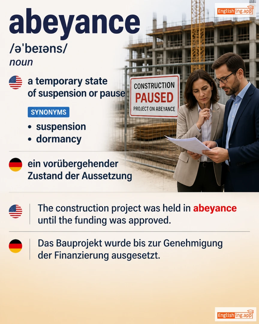 Abeyance: English vocabulary meaning and example