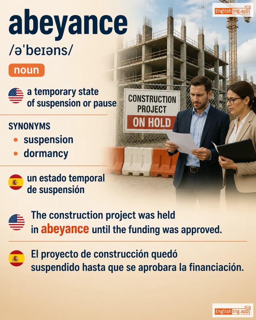 Abeyance: English vocabulary meaning and example