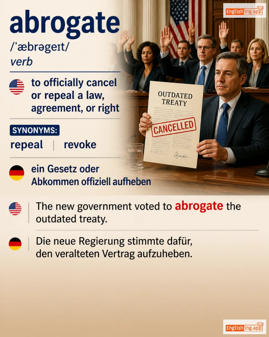 Abrogate: English vocabulary meaning and example