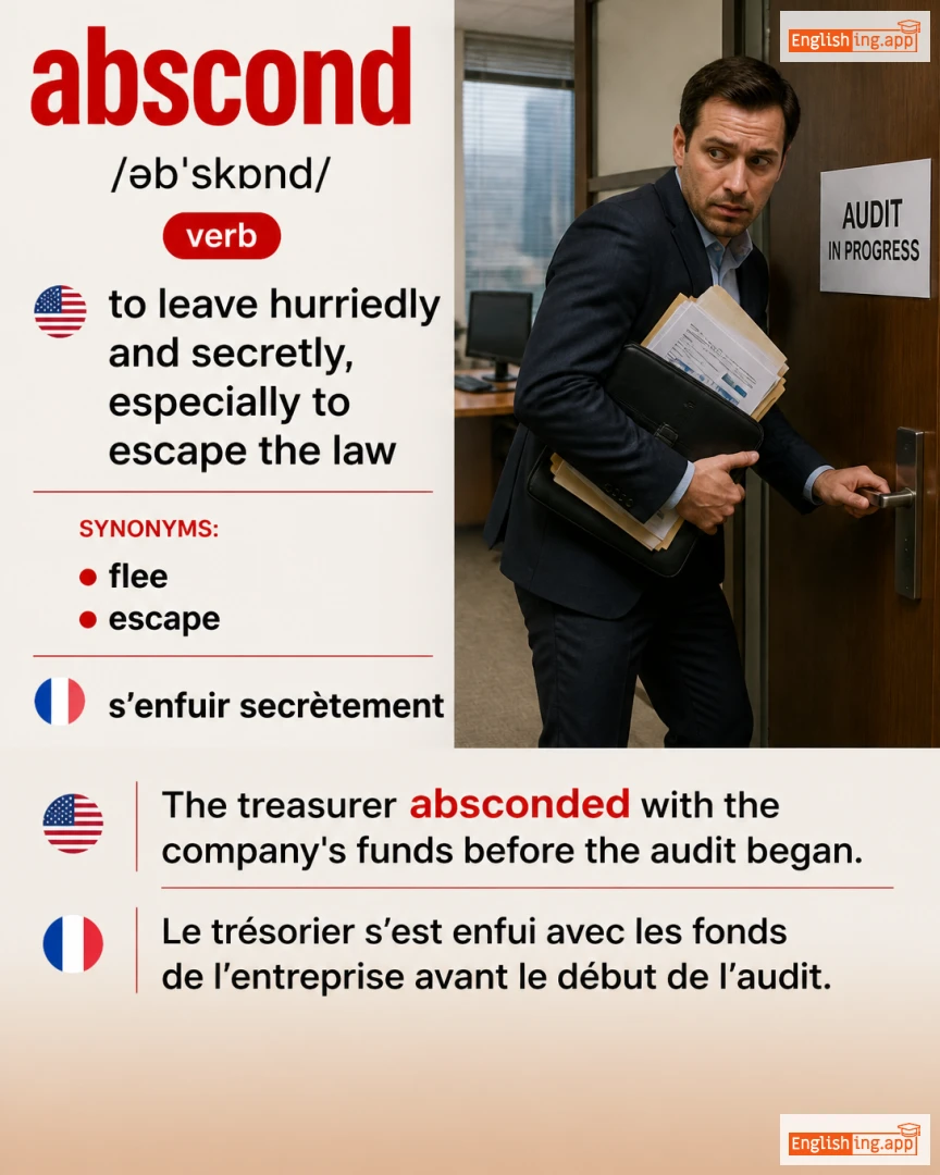 Abscond: English vocabulary meaning and example