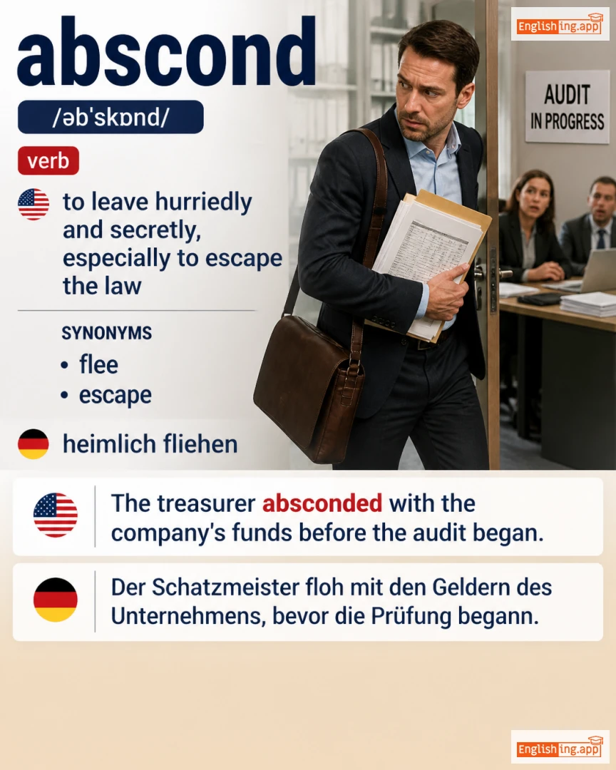 Abscond: English vocabulary meaning and example