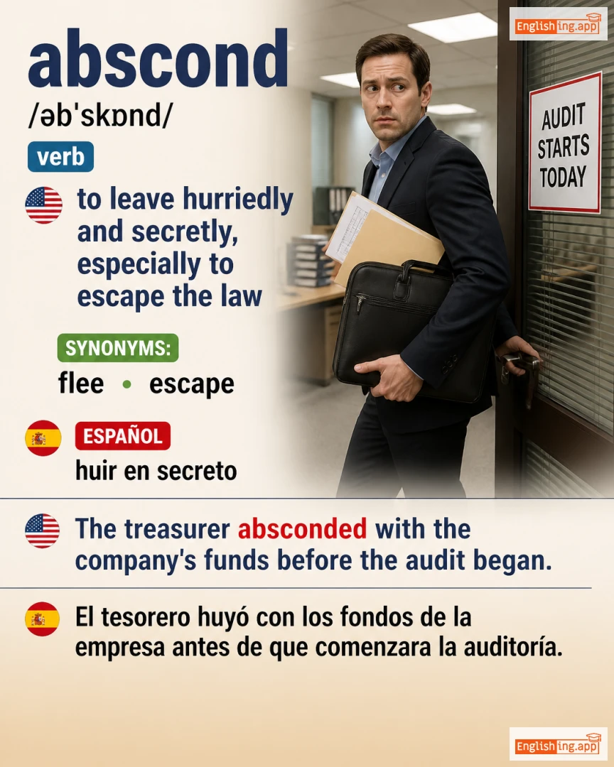 Abscond: English vocabulary meaning and example