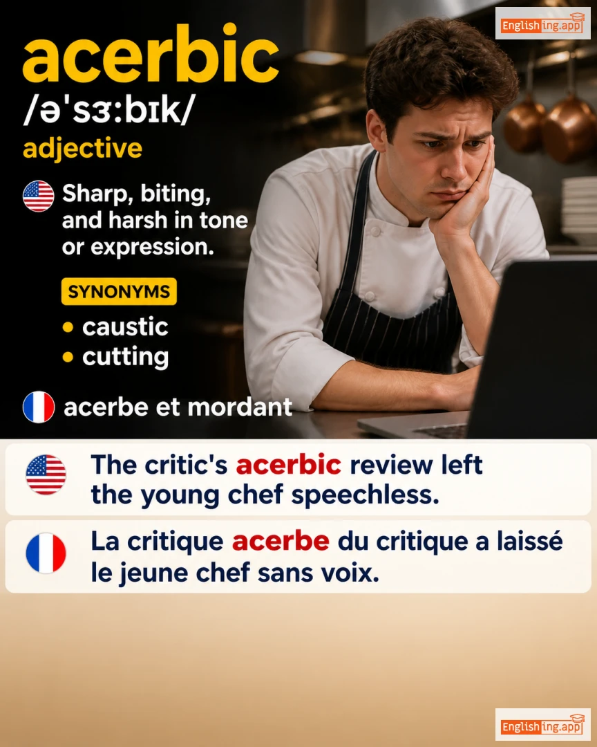 Acerbic: English vocabulary meaning and example