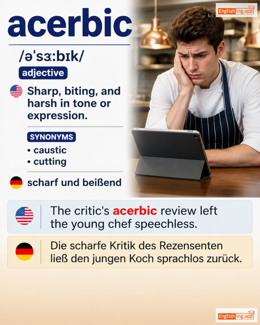 Acerbic: English vocabulary meaning and example