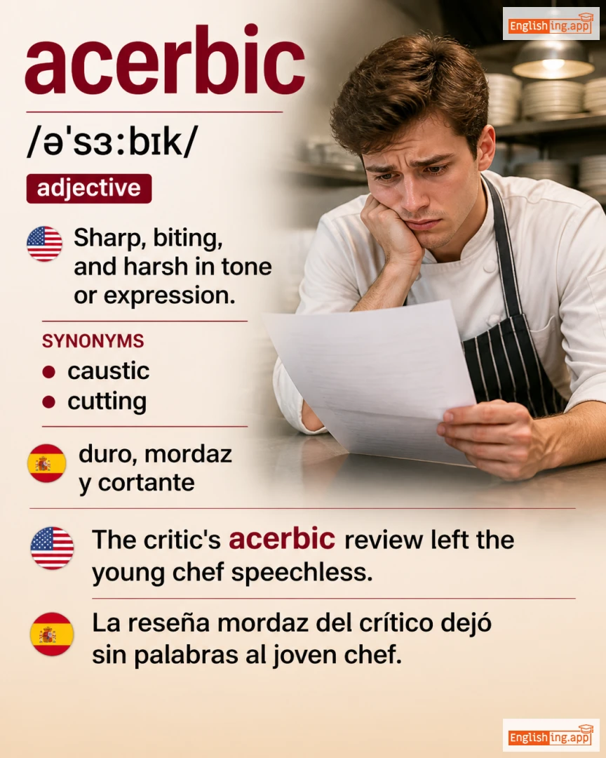 Acerbic: English vocabulary meaning and example
