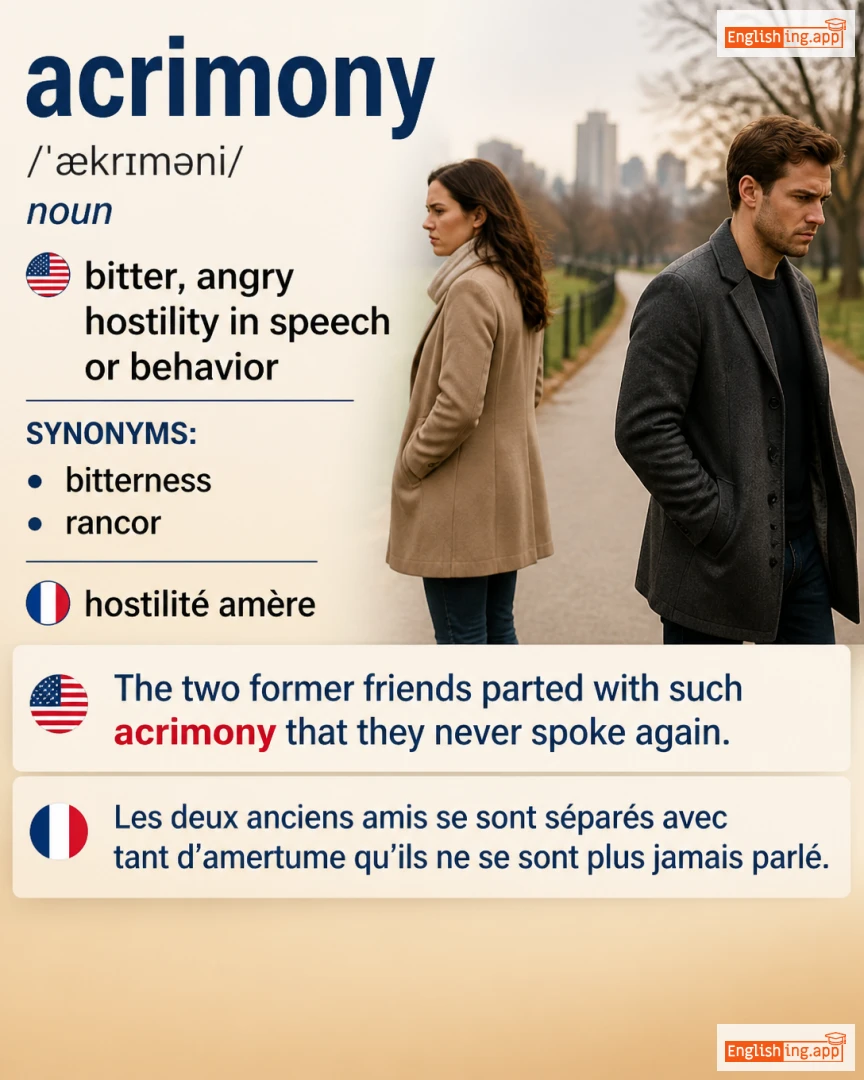 Acrimony: English vocabulary meaning and example