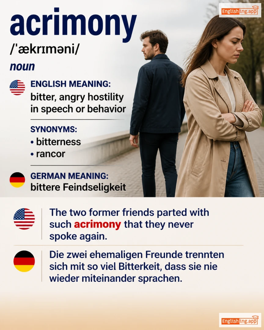 Acrimony: English vocabulary meaning and example