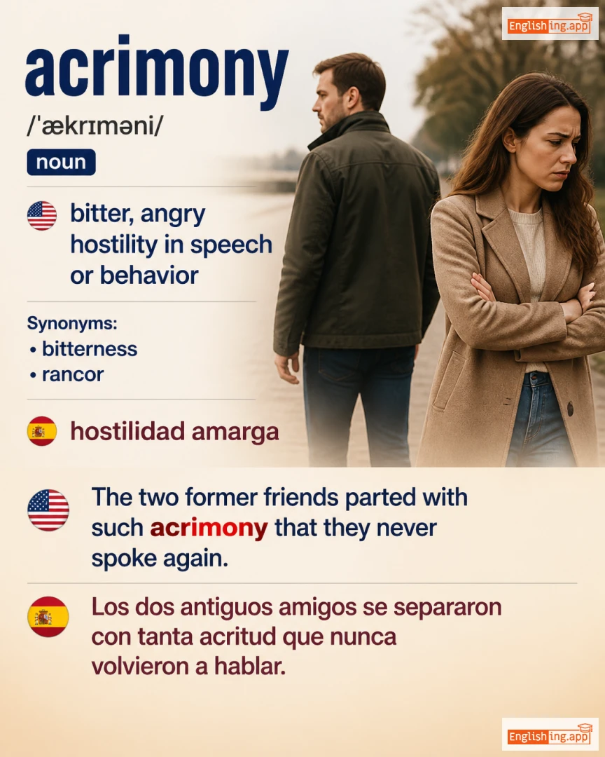 Acrimony: English vocabulary meaning and example